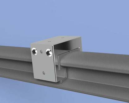 Close-up rendering of HardPoint clamp inside face on Sea-Doo Switch rail, showing clamp fasteners