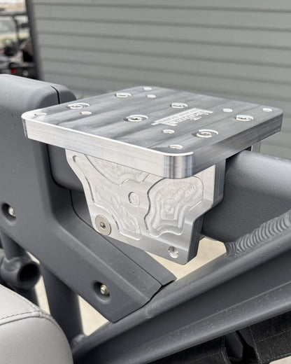 Downrigger mount on Sea-Doo Switch, viewed from onboard