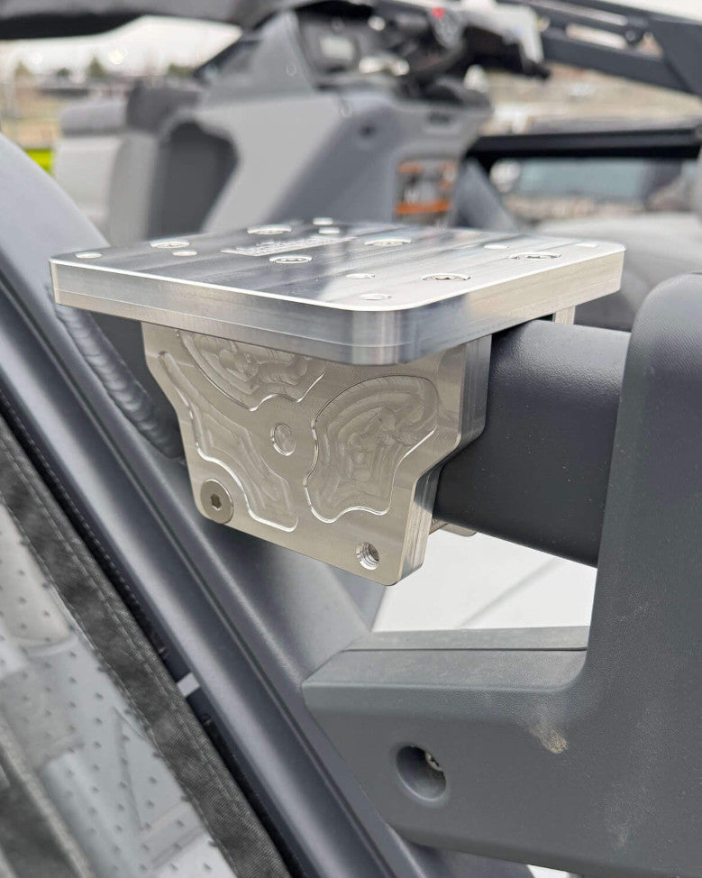 Downrigger mount installed on Sea-Doo Switch rear rail