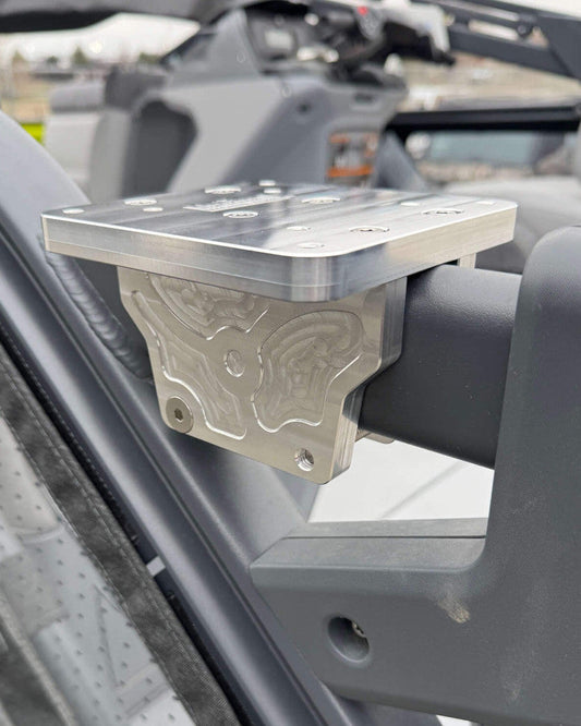 Downrigger mount installed on Sea-Doo Switch rear rail