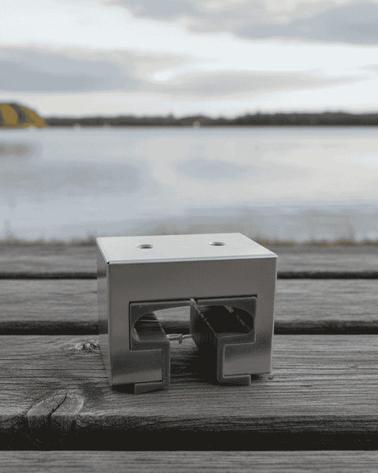 Sea-Doo Switch HardPoint rail mount, profile view on a dock